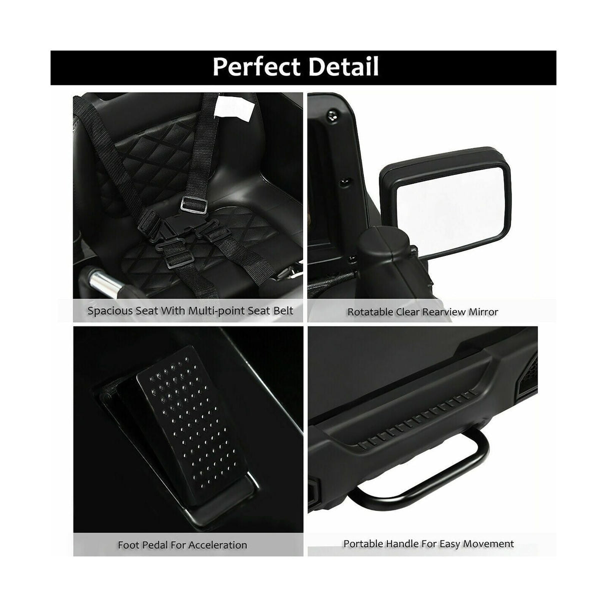 Costway 12V Kids Ride On Truck Car with Remote Control, MP3 Music, and LED Lights in Black