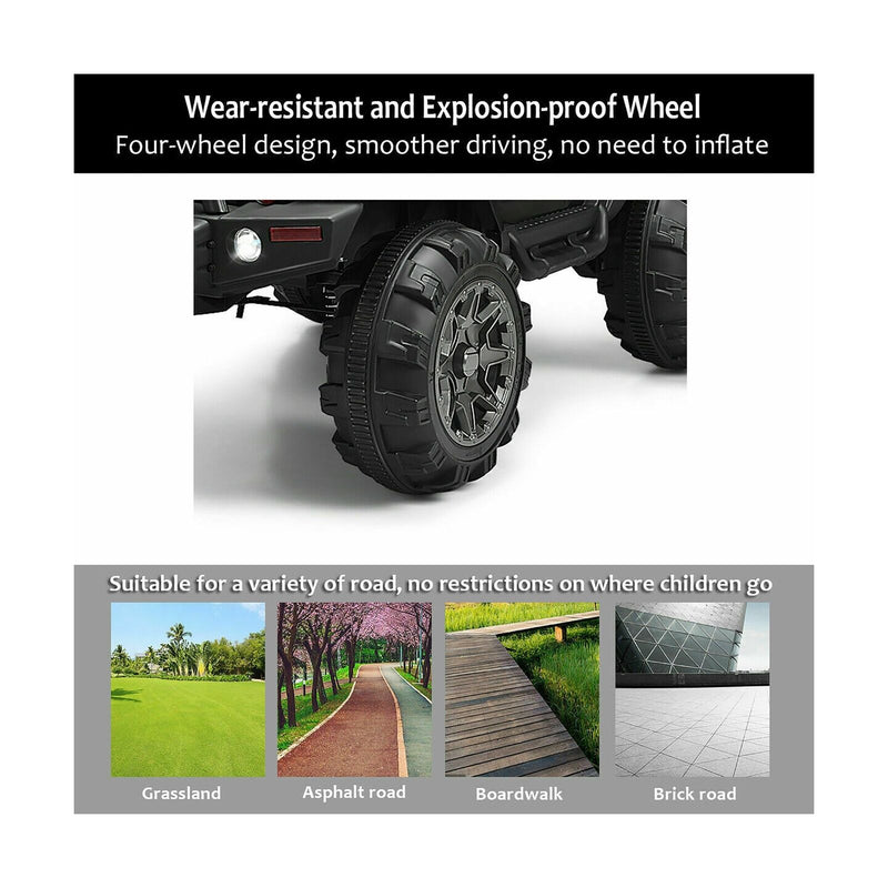 Costway 12V Kids Ride On Truck Car with Remote Control, MP3 Music, and LED Lights in Black