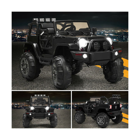 Costway 12V Kids Ride On Truck Car with Remote Control, MP3 Music, and LED Lights in Black