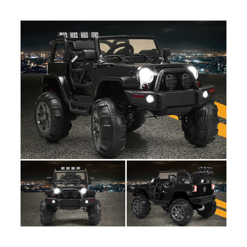 Costway 12V Kids Ride On Truck Car with Remote Control, MP3 Music, and LED Lights in Black