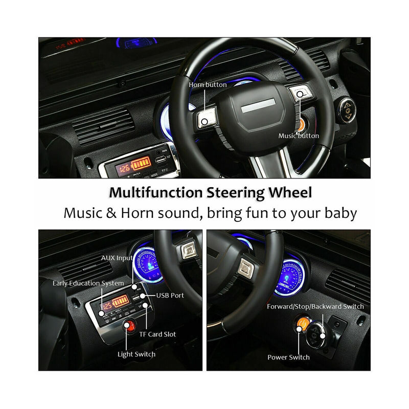 Costway 12V Kids Ride On Truck Car with Remote Control, MP3 Music, and LED Lights in Black