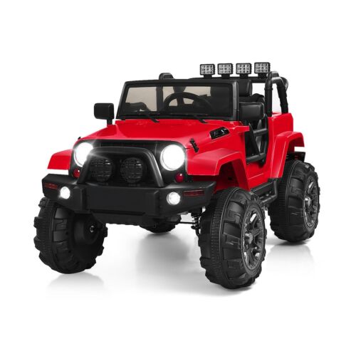 Costway 12V Kids Ride On Truck Car with Remote Control, MP3 Music, and LED Lights in Red