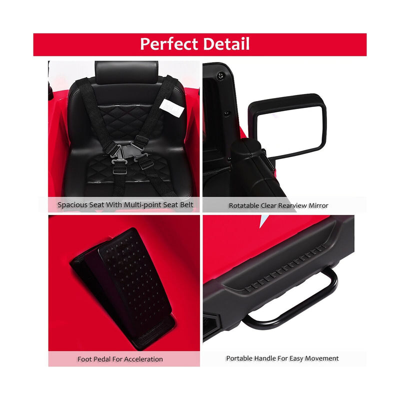 Costway 12V Kids Ride On Truck Car with Remote Control, MP3 Music, and LED Lights in Red