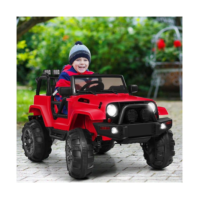Costway 12V Kids Ride On Truck Car with Remote Control, MP3 Music, and LED Lights in Red