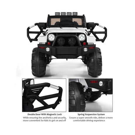 Costway 12V Kids Ride On Truck Car with Remote Control, MP3 Music, and LED Lights in White
