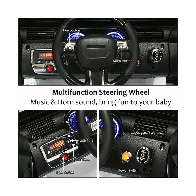 Costway 12V Kids Ride On Truck Car with Remote Control, MP3 Music, and LED Lights in White