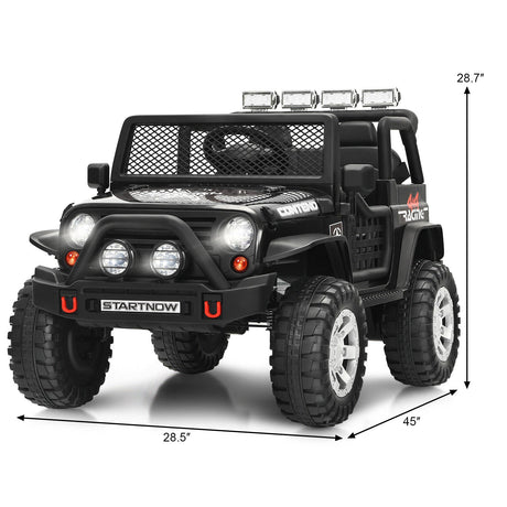 Costway 12V Kids Ride On Truck with Remote Control, Lights, and Music - Black