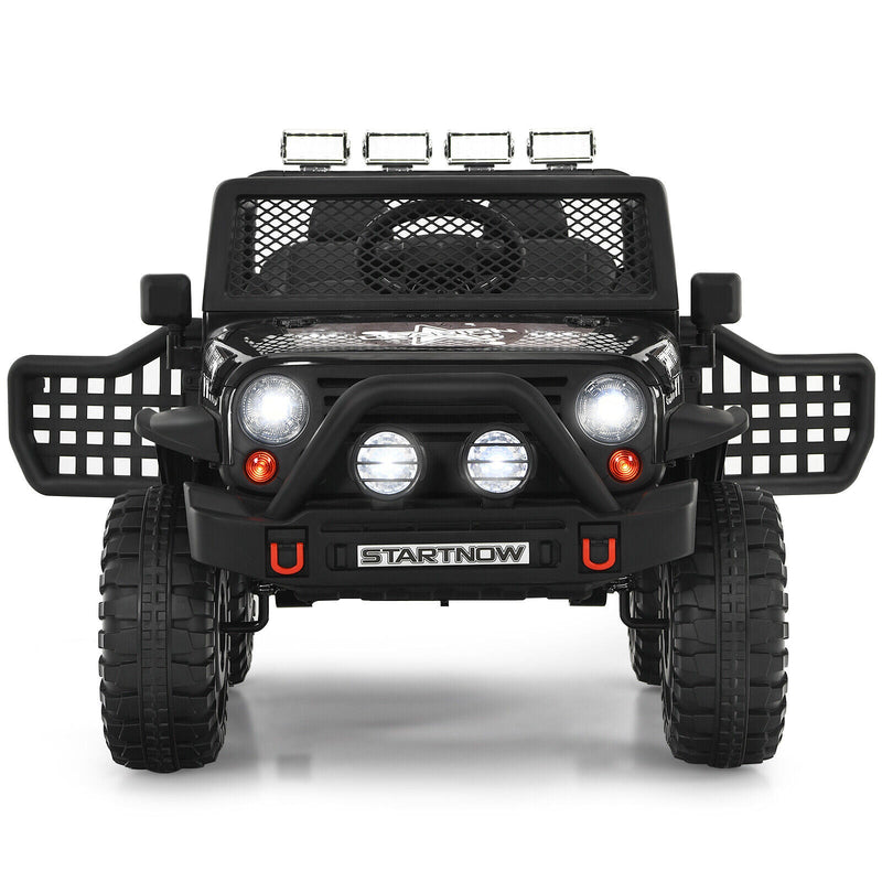 Costway 12V Kids Ride On Truck with Remote Control, Lights, and Music - Black