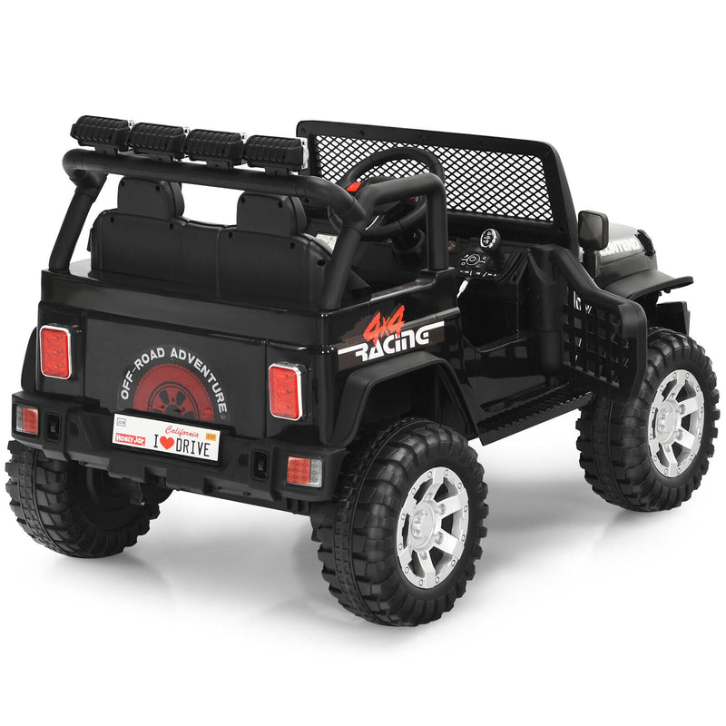 Costway 12V Kids Ride On Truck with Remote Control, Lights, and Music - Black