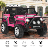 Costway 12V Kids Ride On Truck with Remote Control, Lights, and Music - Pink