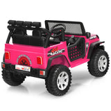 Costway 12V Kids Ride On Truck with Remote Control, Lights, and Music - Pink