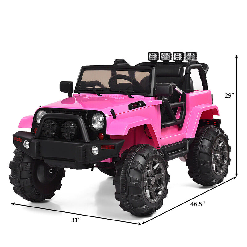 Costway 12V Kids Truck Car with Remote Control, MP3 Music, and LED Lights - Pink Gift Toy