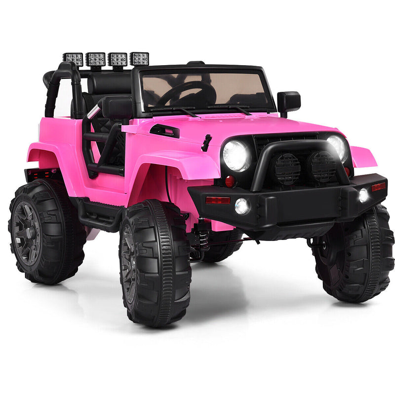 Costway 12V Kids Truck Car with Remote Control, MP3 Music, and LED Lights - Pink Gift Toy