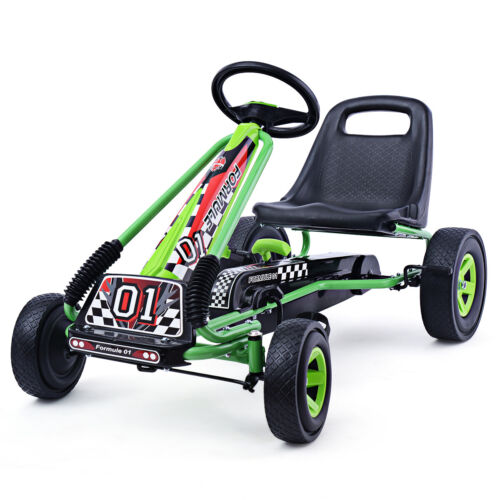 Costway 4-Wheel Pedal Go Kart for Kids with Adjustable Seat - Green