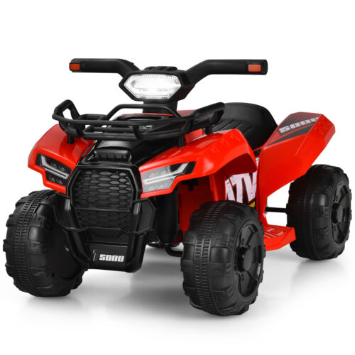 Costway 6V Kids ATV Quad Electric Ride On Car Toy with LED Light and MP3 Player in Red