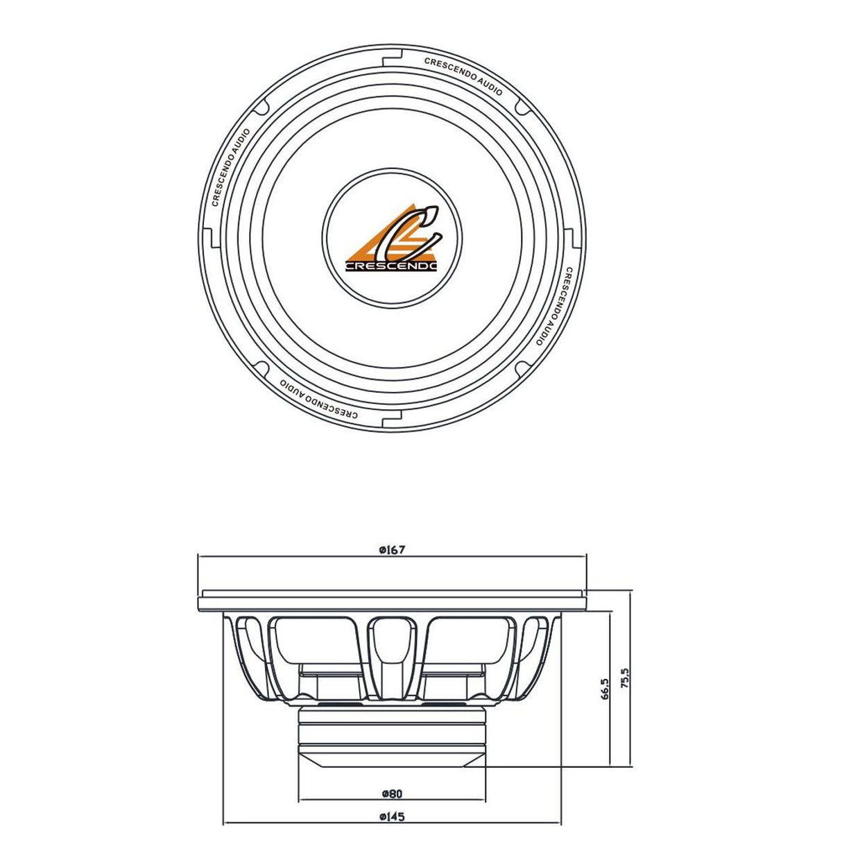 Crescendo Audio UN-65 6.5" 200W RMS Midrange Speaker 4-Ohm (Single) Crescendo Audio
