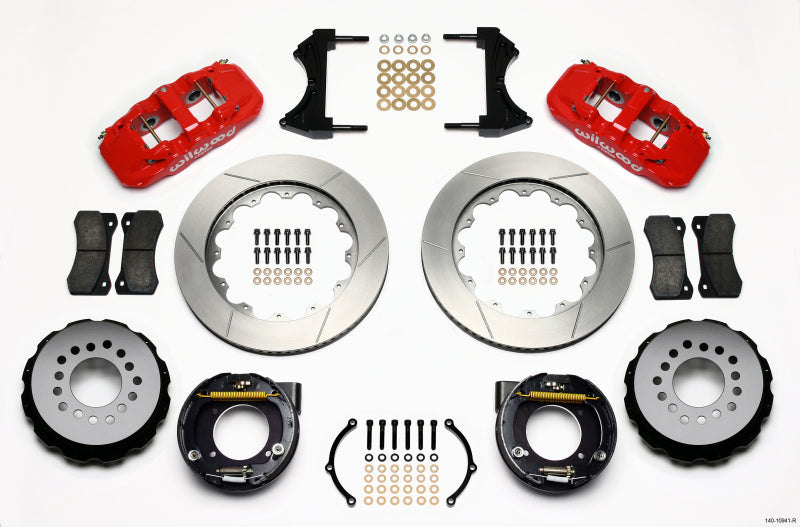 Kit de freins arrière P-Brake Wilwood AERO4 14,00 po Rouge Chevy C-10 2,42 Offset 5 boulons