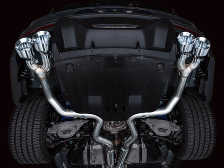 Échappement Catback AWE 2024 Ford Mustang Dark Horse S650 RWD Track Edition avec quatre embouts chromés argentés