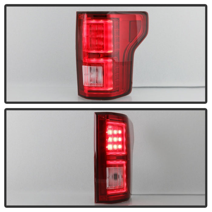 Feux arrière à LED Spyder 18-19 Ford F-150 (sans capteur d'angle mort) - Rouge transparent (ALT-YD-FF15018-LED-RC)