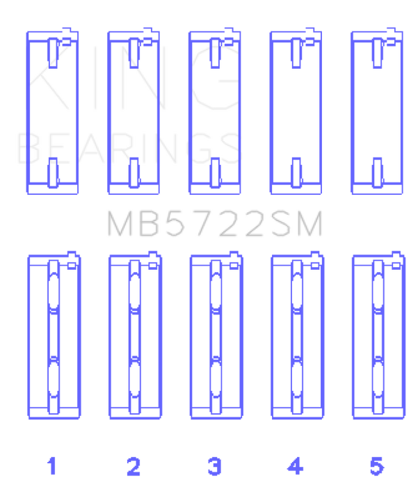 Jeu de roulements principaux King Engine Bearings Mitsubishi 4B11T Turbo Evo X/2007-&gt; (taille +0,50 mm)