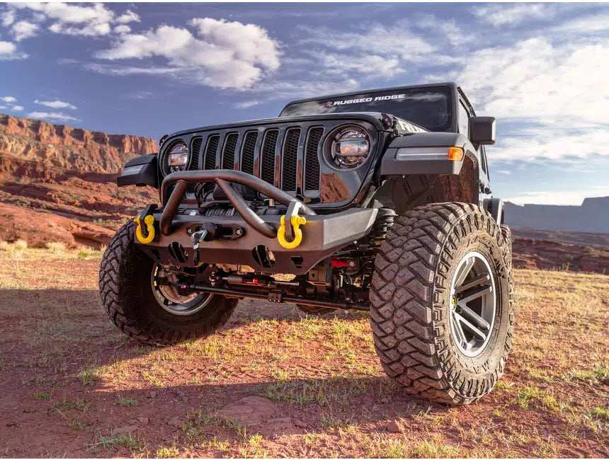 Rugged Ridge HD Stubby Front Bumper I '07- '18 Jeep JK Wrangler / '18- '24 Jeep JL Wrangler / '20- '24 JT Gladiator