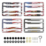 Trucktok 2Pcs Stainless Steel American Flag License Plate Frame Patriotic USA Flag Car Tag Holder TruckTok