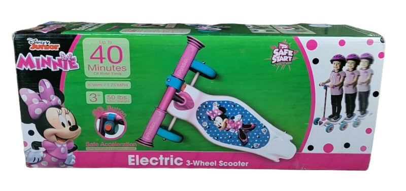 Disney Jr Minnie Mouse Electric 3-Wheel Scooter for Safe and Fun Riding (Ages 3+)