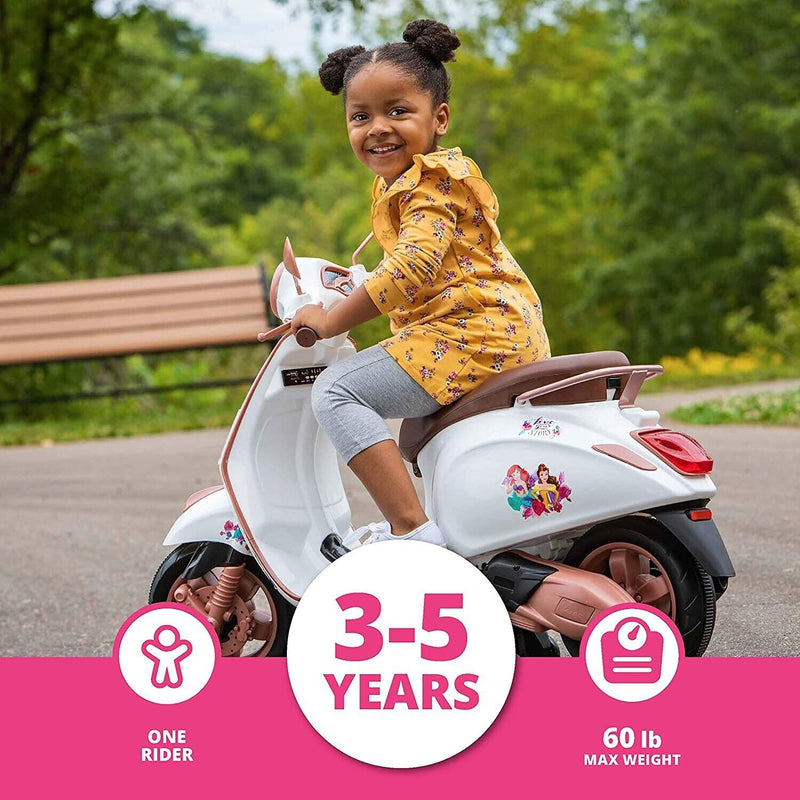 Disney Princess Vespa Scooter Electric Ride On Toy for Toddlers Ages 3-5