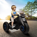 Double Drive 6V Kids Electric Motorcycle with 3 Wheels - Black