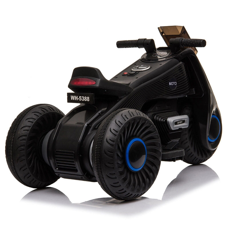 Double Drive 6V Kids Electric Motorcycle with 3 Wheels - Black
