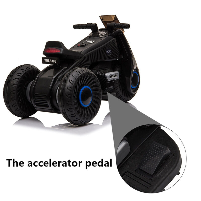 Double Drive 6V Kids Electric Motorcycle with 3 Wheels - Black
