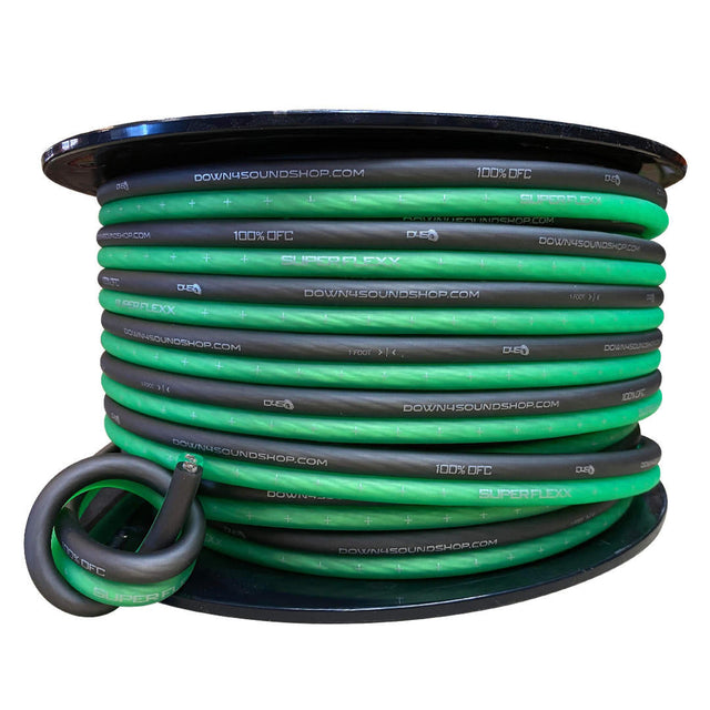 Down4Sound 8 Gauge OFC 100% Copper Tinned Speaker Wire ( Green/Black ) - By the Foot Down4Sound