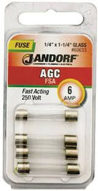 Jandorf Fast Acting 250 Volt 6 Amp Fuse #60633 Jandorf