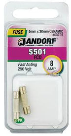 Jandorf Fast Acting 250 Volt 8 Amp Fuse #60725 Jandorf