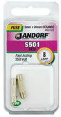 Jandorf Fast Acting 250 Volt 8 Amp Fuse #60725 Jandorf