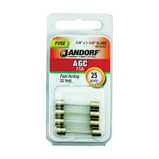 Jandorf  Fast Acting Fuse, 25 A, 32 V, 1 kA Interrupt, Glass Body #C60640 Jandorf