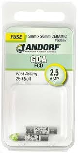 Jandorf Fast Acting 250 Volt 2.5 Amp Fuse #60667 Jandorf