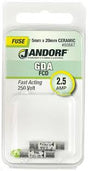 Jandorf Fast Acting 250 Volt 2.5 Amp Fuse #60667 Jandorf