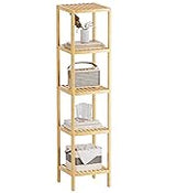 Foldable Bamboo Luggage Rack with Storage Shelf Walnut