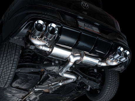 Échappement quadruple AWE MK8 pour Volkswagen Golf R 3 pouces Touring Edition - Embouts chromés argentés