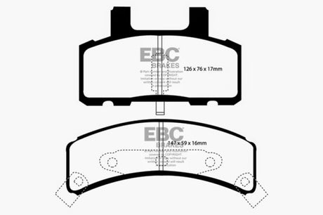 EBC 97-99 Cadillac Deville 4.6 (tambours arrière) Plaquettes de frein avant Yellowstuff