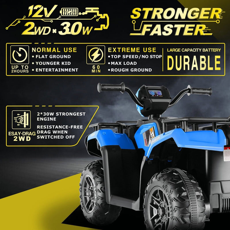 Electric 12V ATV Quad for Kids with 2 Speeds and 2x30W Motor