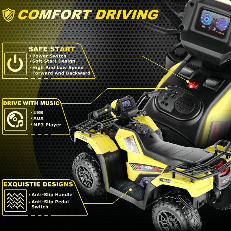 Electric 4-Wheeler Quad for Kids - 12V Battery Powered Ride-On with Dual Speeds