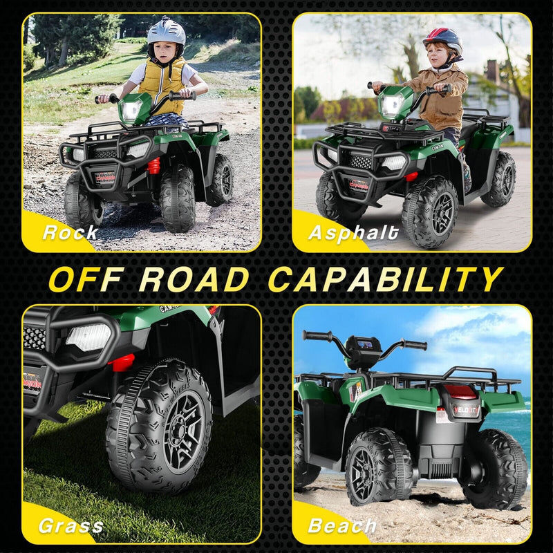 Electric 4-Wheeler Quad Car for Kids with MP3 & Light - 12V Battery Powered
