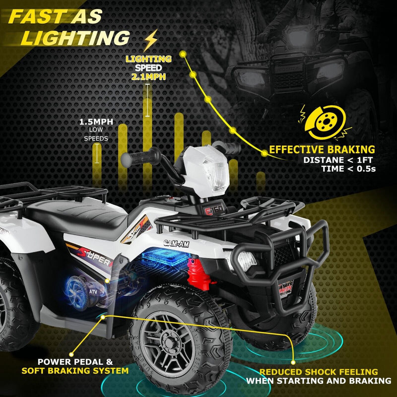 Electric 4-Wheeler Quad Car for Kids with MP3 & Light - 12V Battery Powered