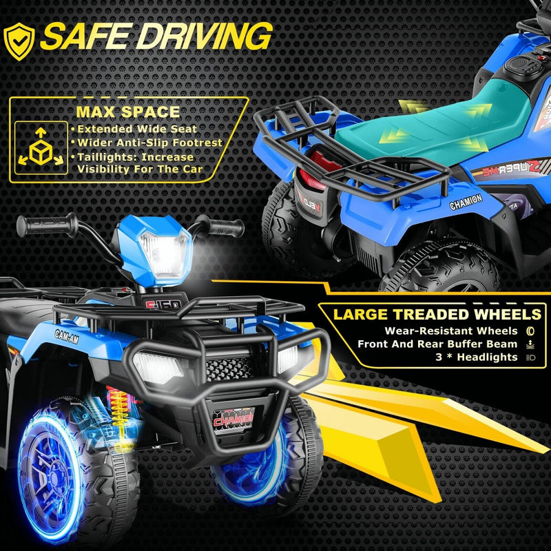 Electric 4-Wheeler Quad Car for Kids with MP3 & Light - 12V Battery Powered