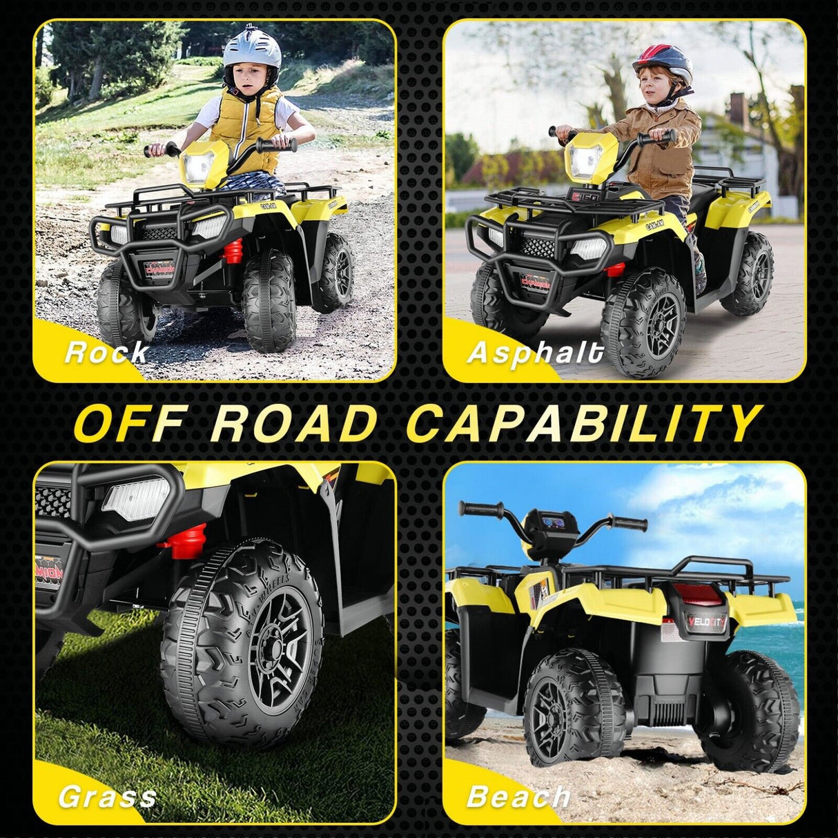 Electric 4-Wheeler Quad for Kids - 12V Battery Powered Ride-On Car in 6 Color Options