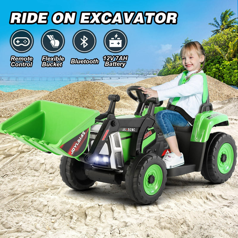 Electric 12V Kids Ride-On Excavator Truck with Music, Lights, and Remote Control