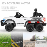 Electric 12V Kids Ride On Pickup Truck with MP3, LED Lights, and 6 Wheels in White and Pink