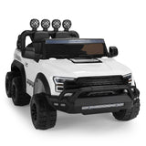 Electric 12V Kids Ride On Pickup Truck with MP3, LED Lights, and 6 Wheels in White and Pink